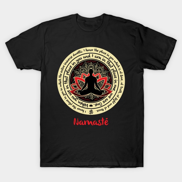 NAMASTE WE ARE ONE Buddha Sitting Meditating Yoga Inspired Quote T-Shirt by YogaStatement